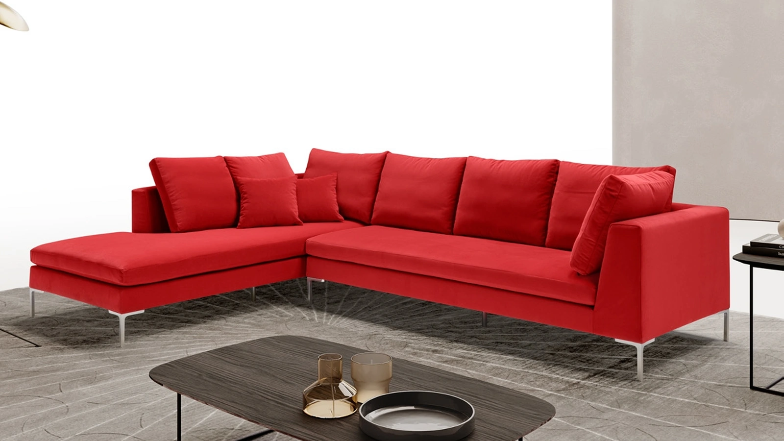 Divano con penisola in tessuto con piedini in metallo Minuetto di Vis Comoda