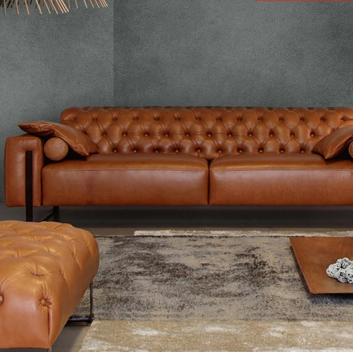 Divano lineare in pelle trapuntata Niobe di Calia