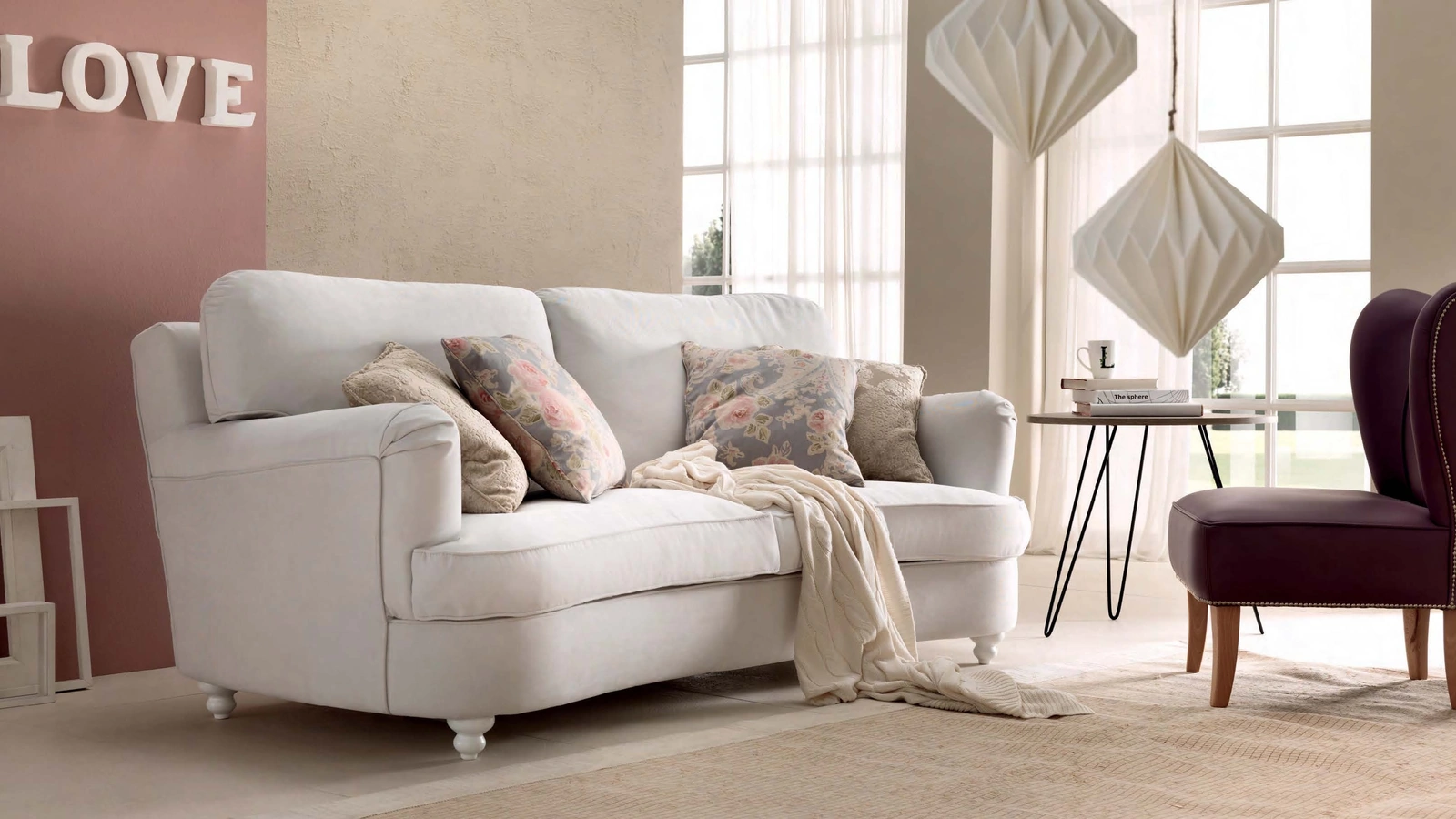 Divano lineare Porcellana di TreCi Salotti