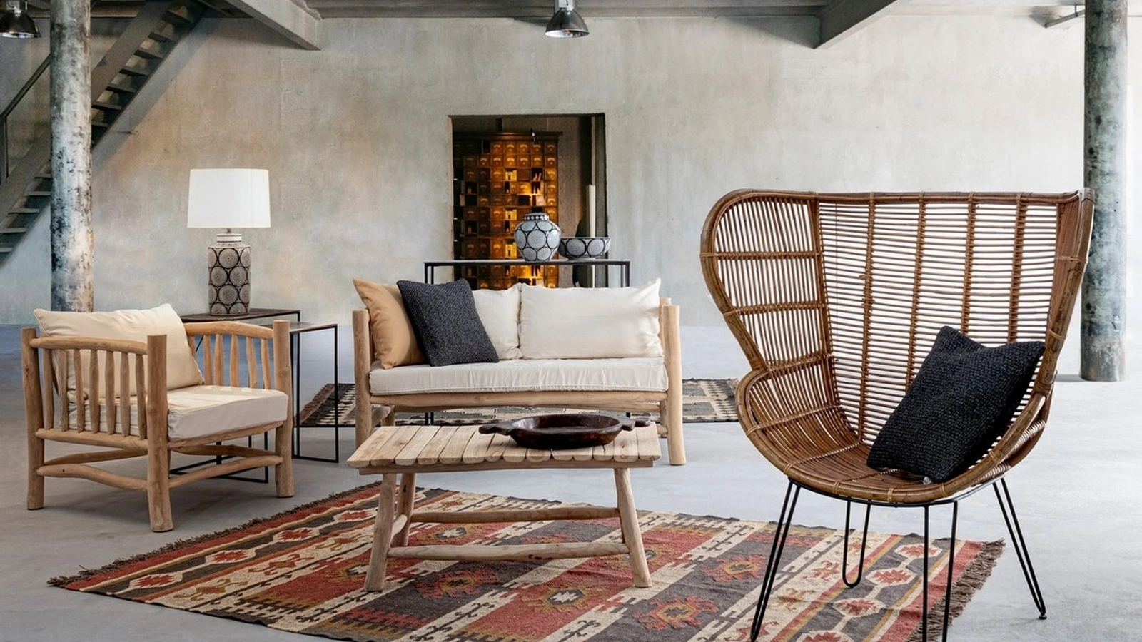 Divano Sahel in Teak con Cuscino di Bizzotto