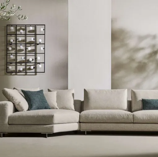 Divano in tessuto con penisola T-Time di Twils Lounge