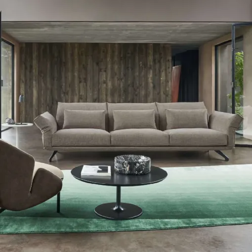 Divano lineare Wing rivestimento tessuto con schienale e braccioli regolabili di Twils Lounge