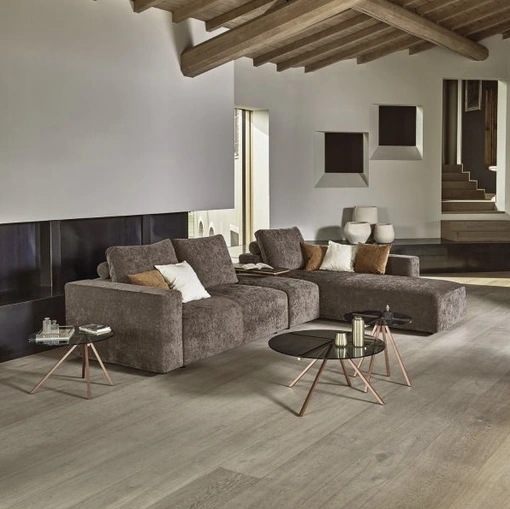 Divano in tessuto imbottito con penisola Zenit Wall di Bontempi