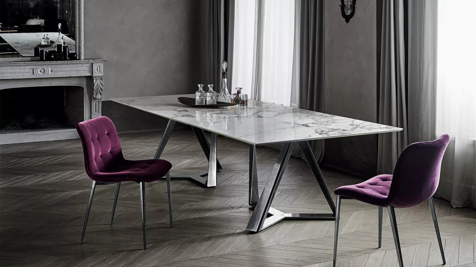 Sedia Kuga in tessuto imbottito e trapuntato di Bontempi