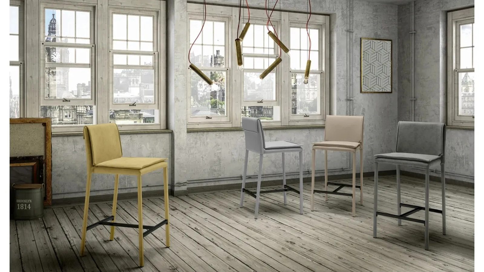 Sgabello Kilt C in ecopelle di Zamagna