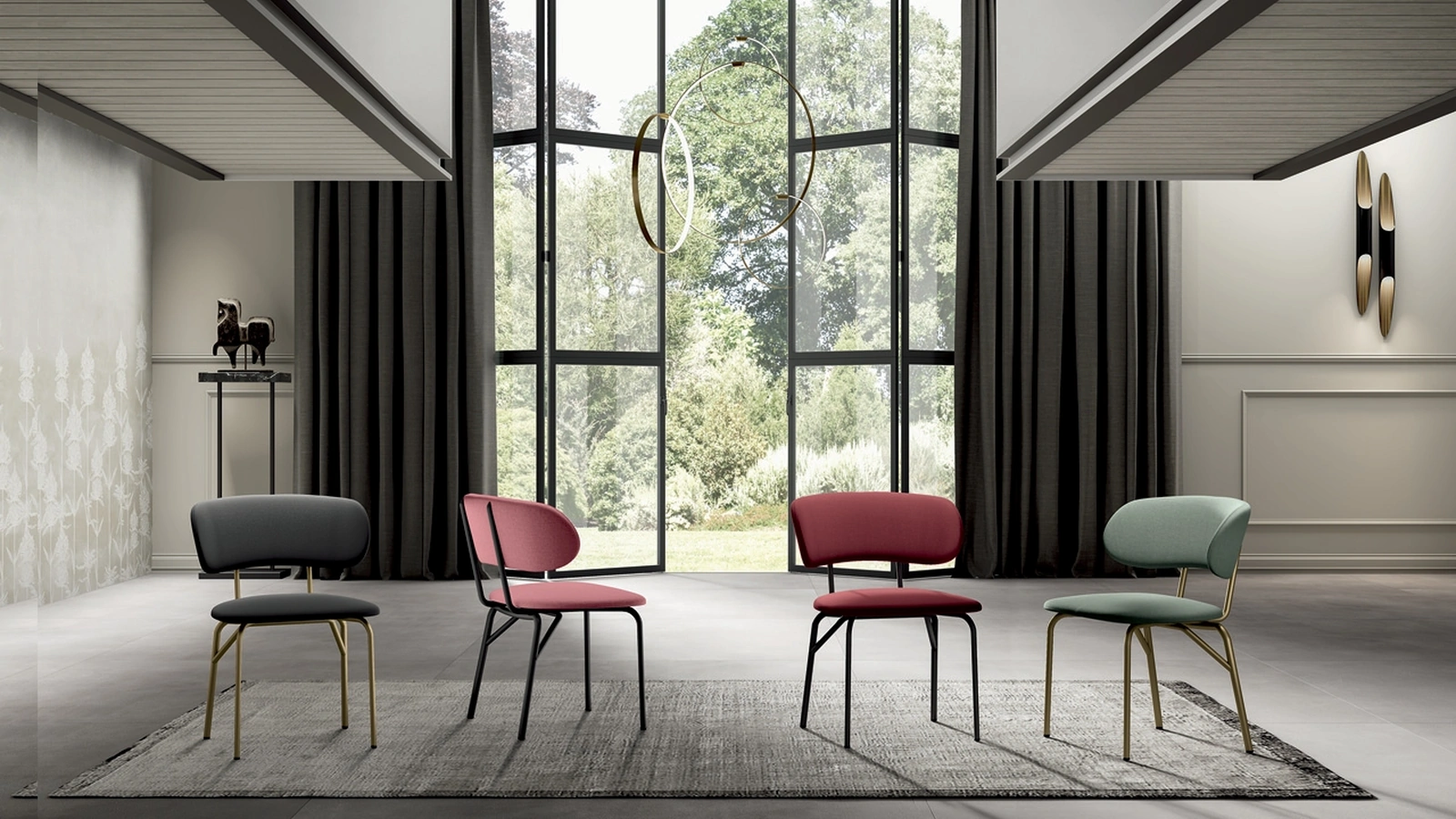 Sedia Futura in tessuto con struttura in metallo verniciato di Zamagna