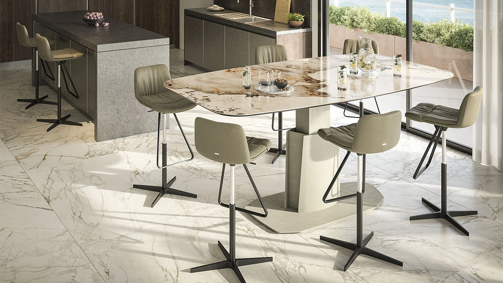 Tavolo Aviator Keramik Lift regolabile in altezza di Cattelan Italia