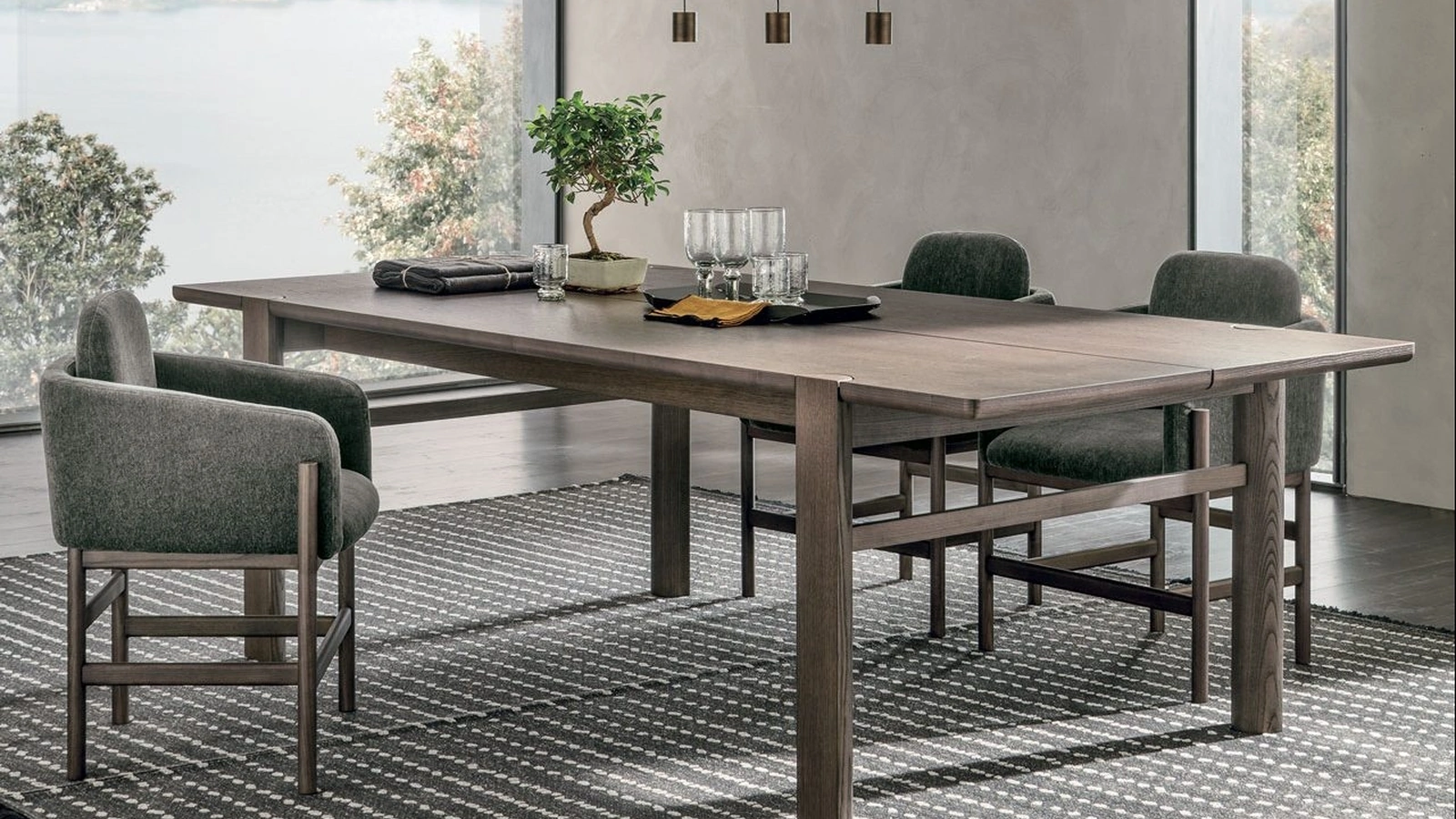 Tavolo Bite in legno di rovere moka di Tomasella