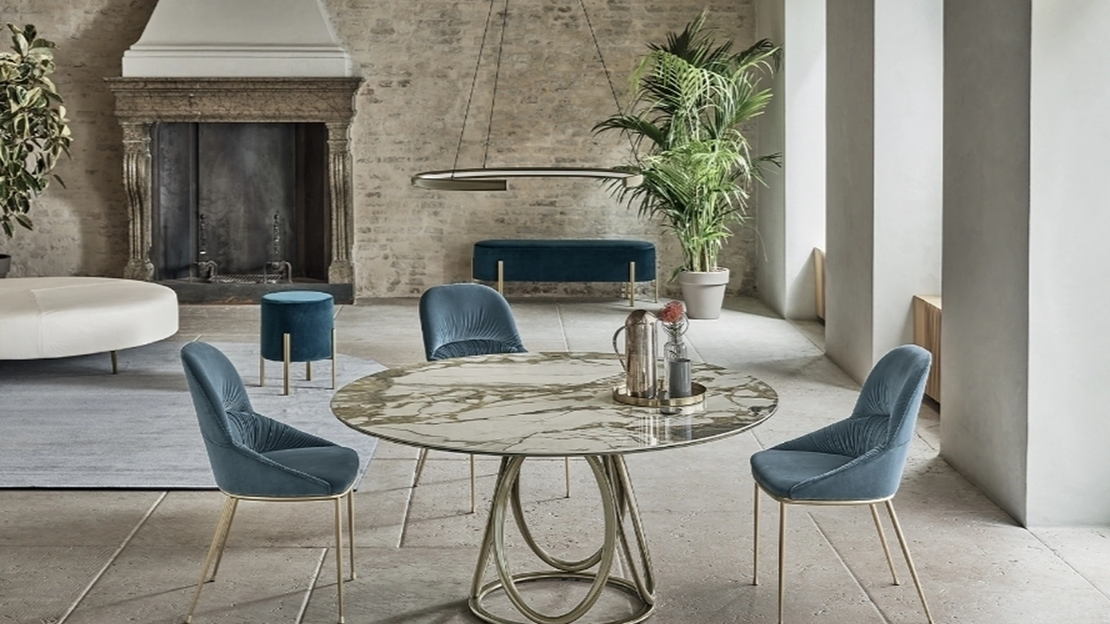 Tavolo Louis Rotondo in SuperMarmo di Bontempi