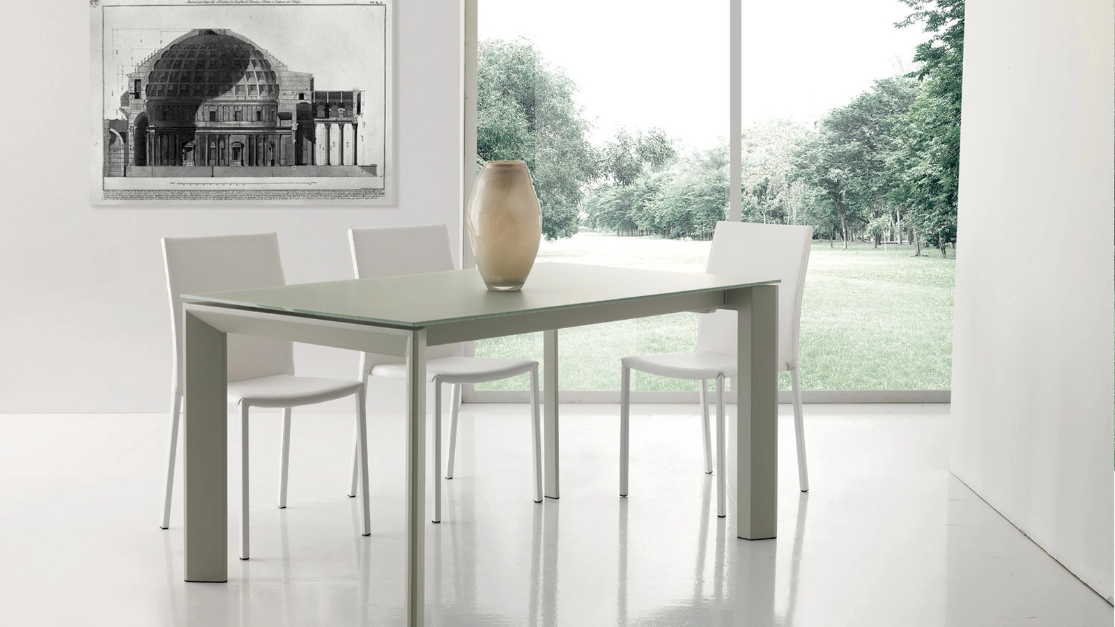 Tavolo allungabile Brazil con top in vetro antimacchia di Gipi Le Sedie