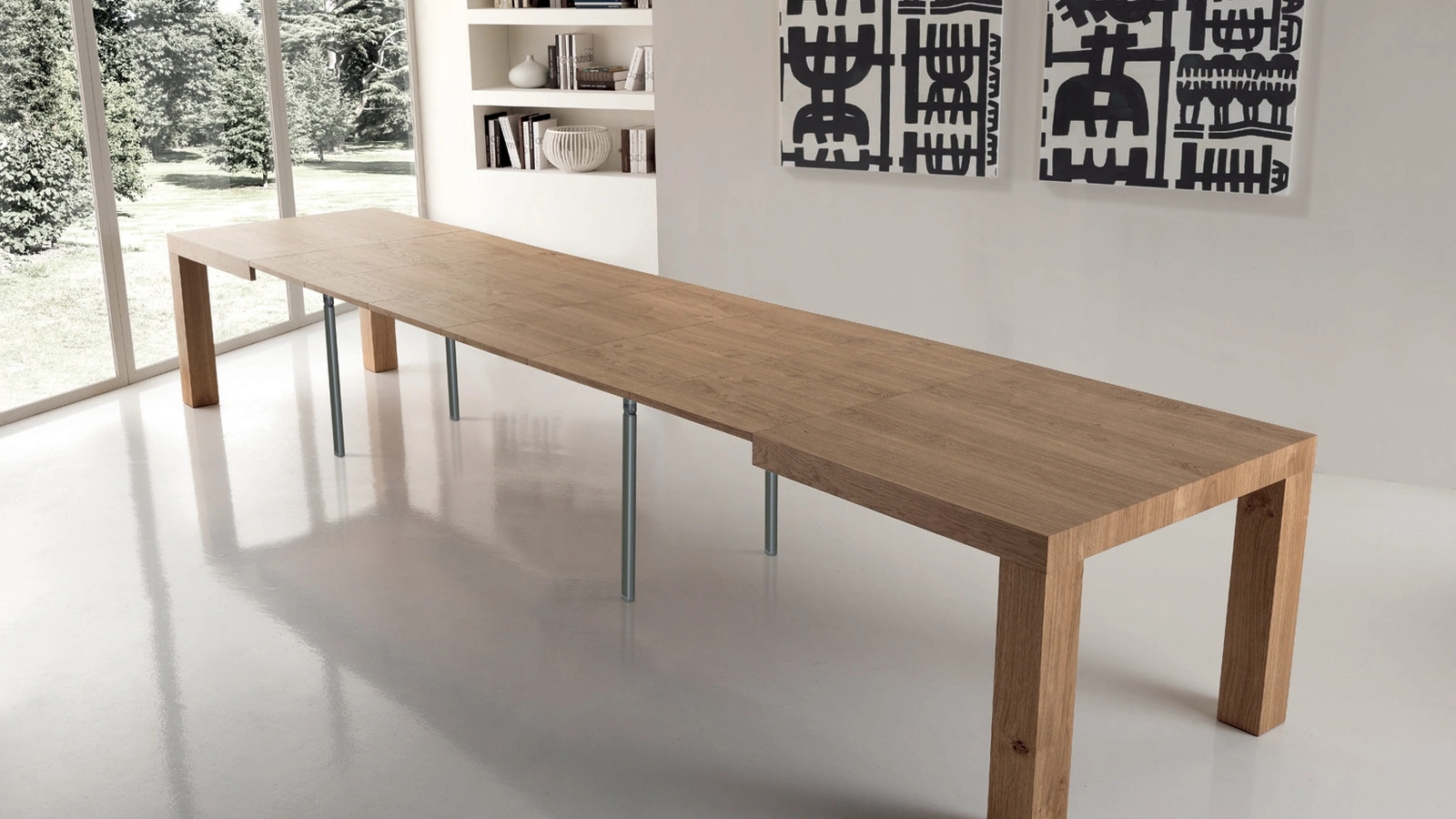 Tavolo allungabile aperto Bridge Maxi in legno impiallacciato di Gipi Le Sedie