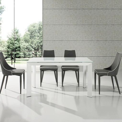 Tavolo allungabile Carlos in vetro e acciaio di Gipi Le Sedie