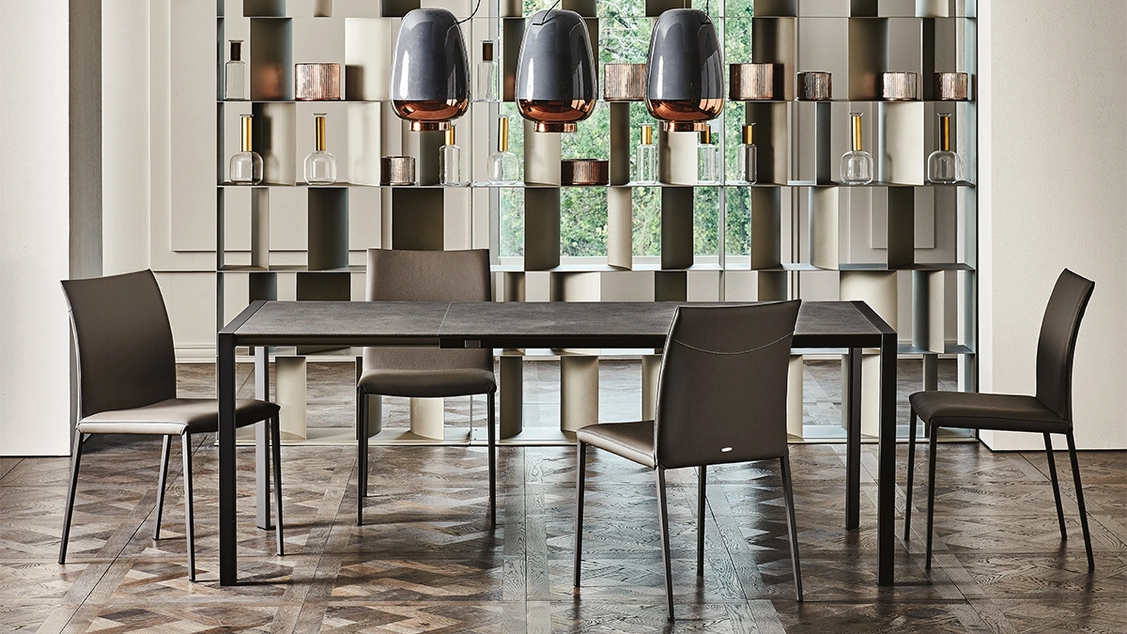 Tavolo allungabile con struttura in acciaio e piano in laminato Pedro Drive di Cattelan Italia
