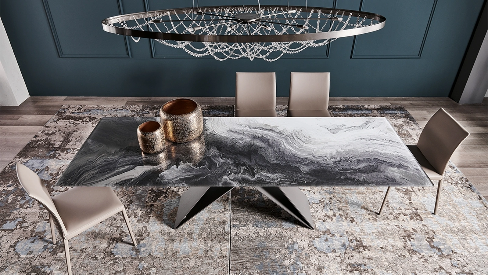 Tavolo in cristallo stampato Premier Crystalart di Cattelan Italia