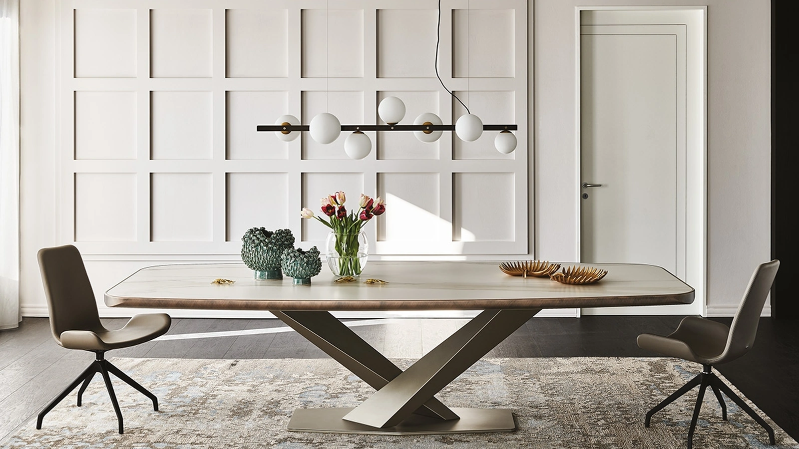 Tavolo rettangolare in ceramica con angoli arrotondati Stratos Keramik Premium di Cattelan Italia