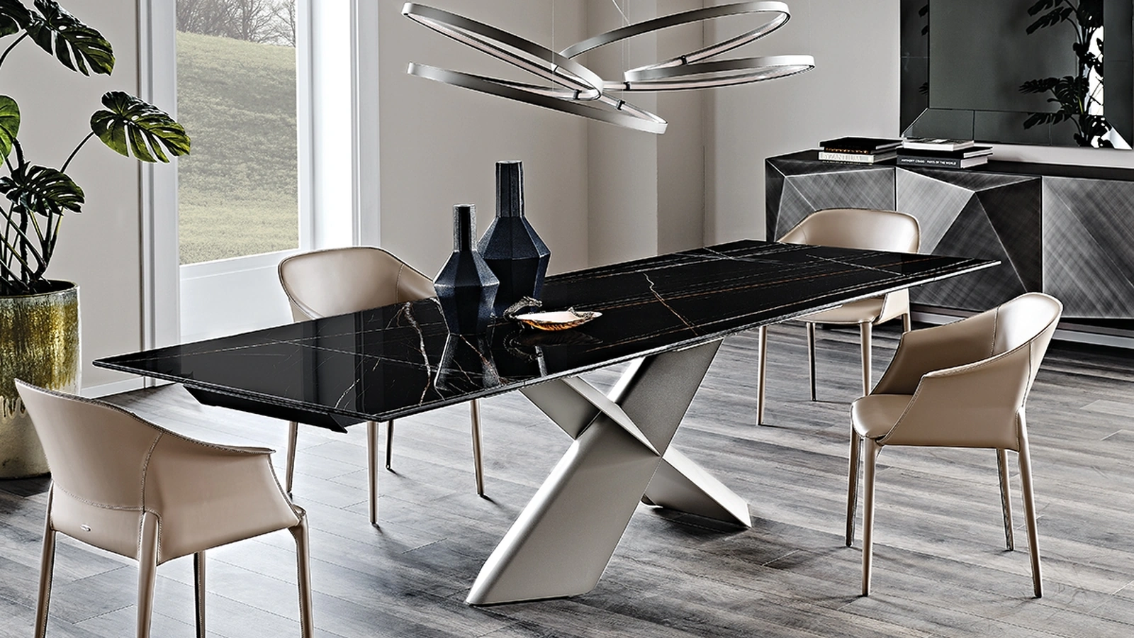 Tavolo allungabile con piano in ceramica Tyron Keramik Drive di Cattelan Italia