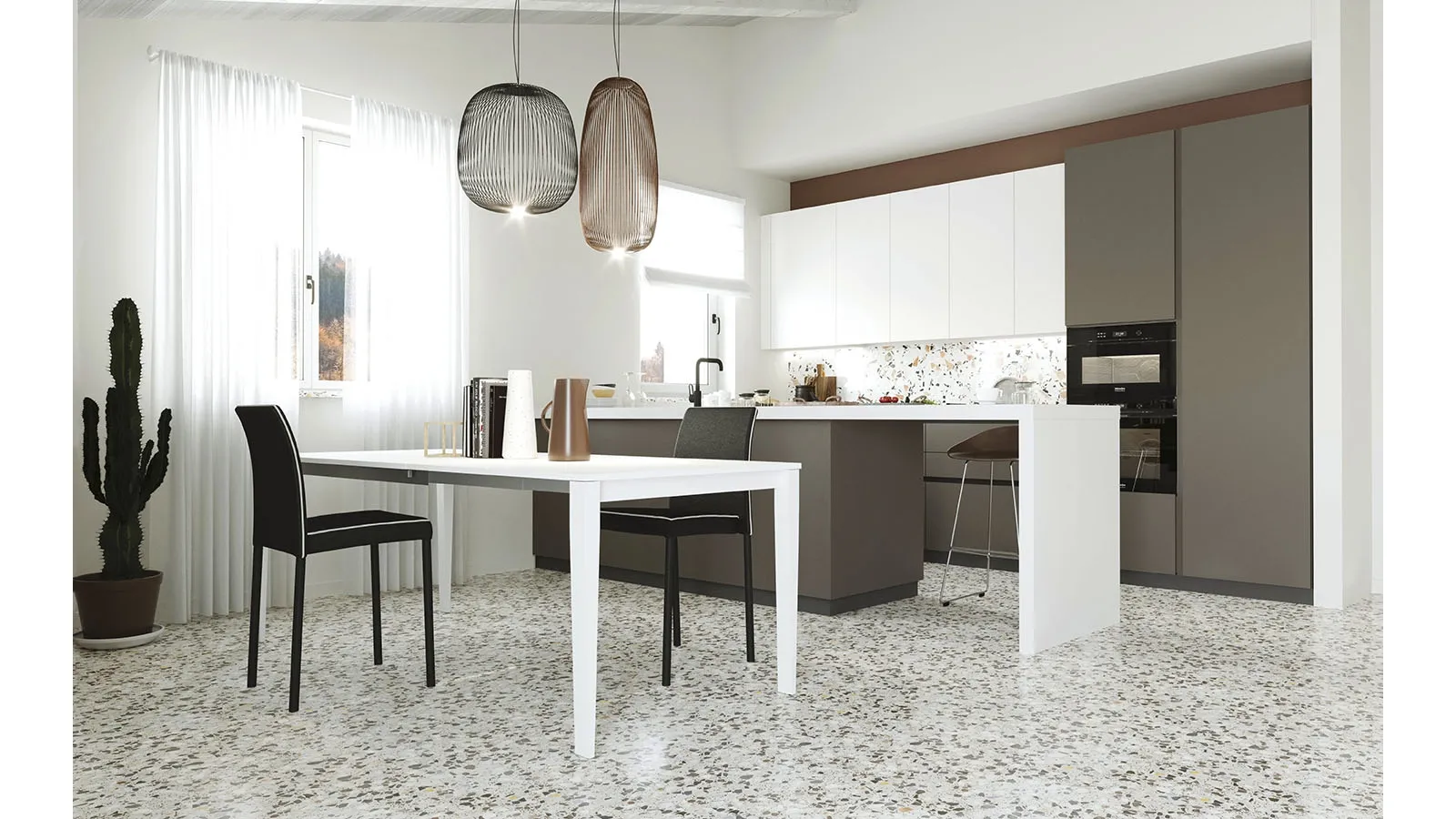 Tavolo allungabile Diapason in vetroceramica bianco Calacatta di Zamagna