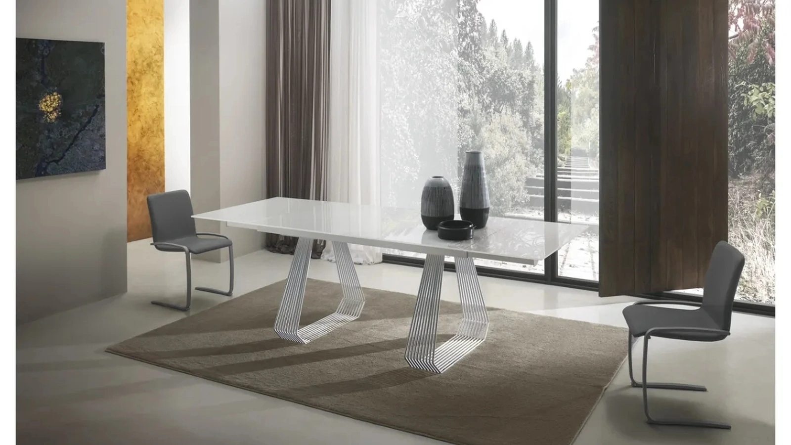 Tavolo allungabile Gateway in vetro laccato lucido di Zamagna