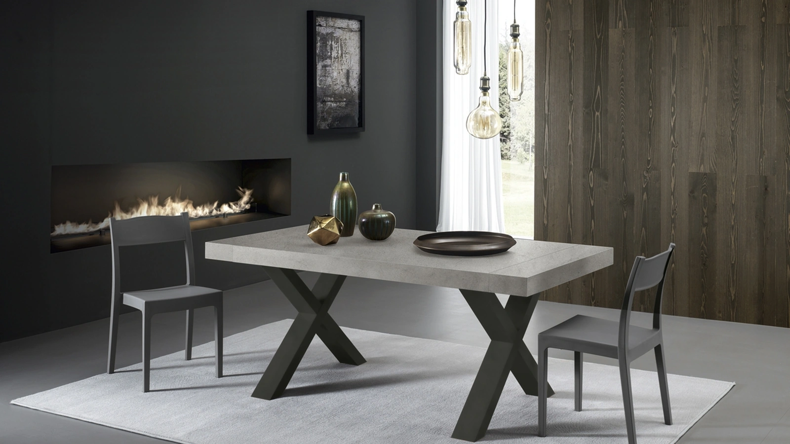 Tavolo allungabile Post in melaminico cemento di Zamagna