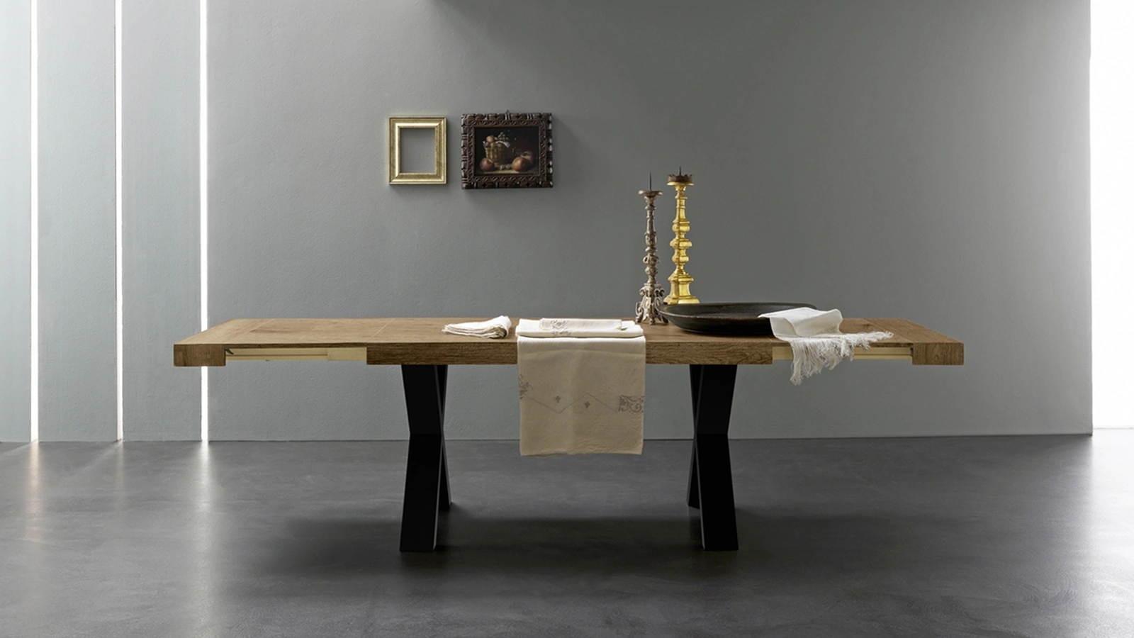 Tavolo allungabile Post in melaminico rovere di Zamagna