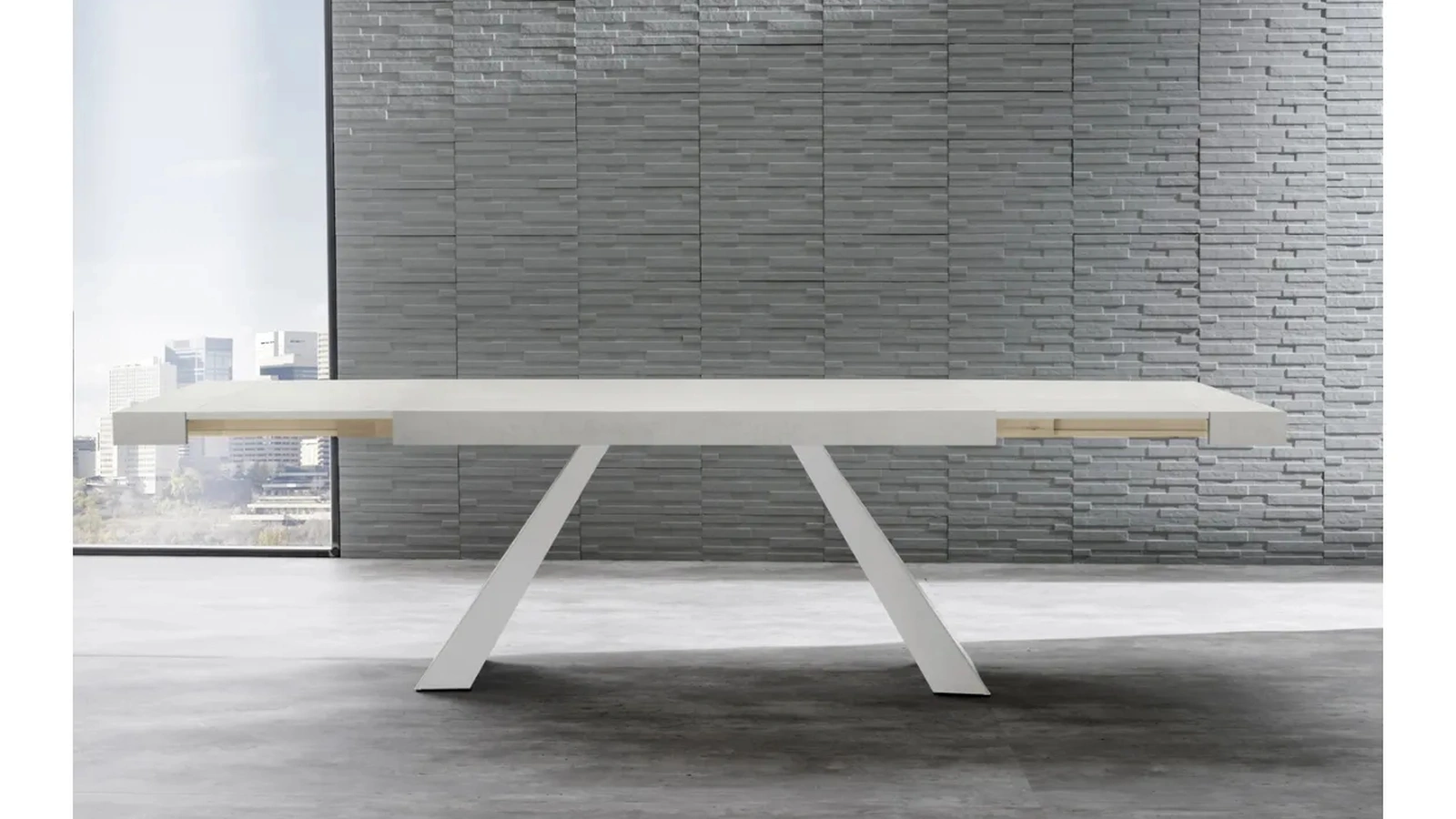 Tavolo allungabile Slide in melaminico cemento di Zamagna