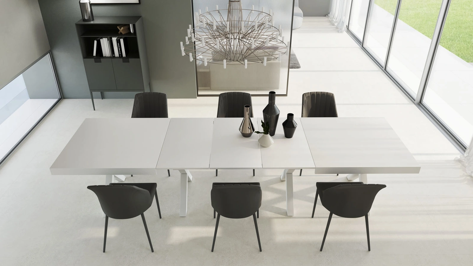 Tavolo allungabile XL in melaminico bianco di Zamagna