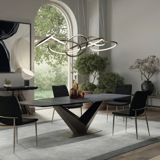 Tavolo allungabile Flight con piano in HPL sahara noir di Zamagna