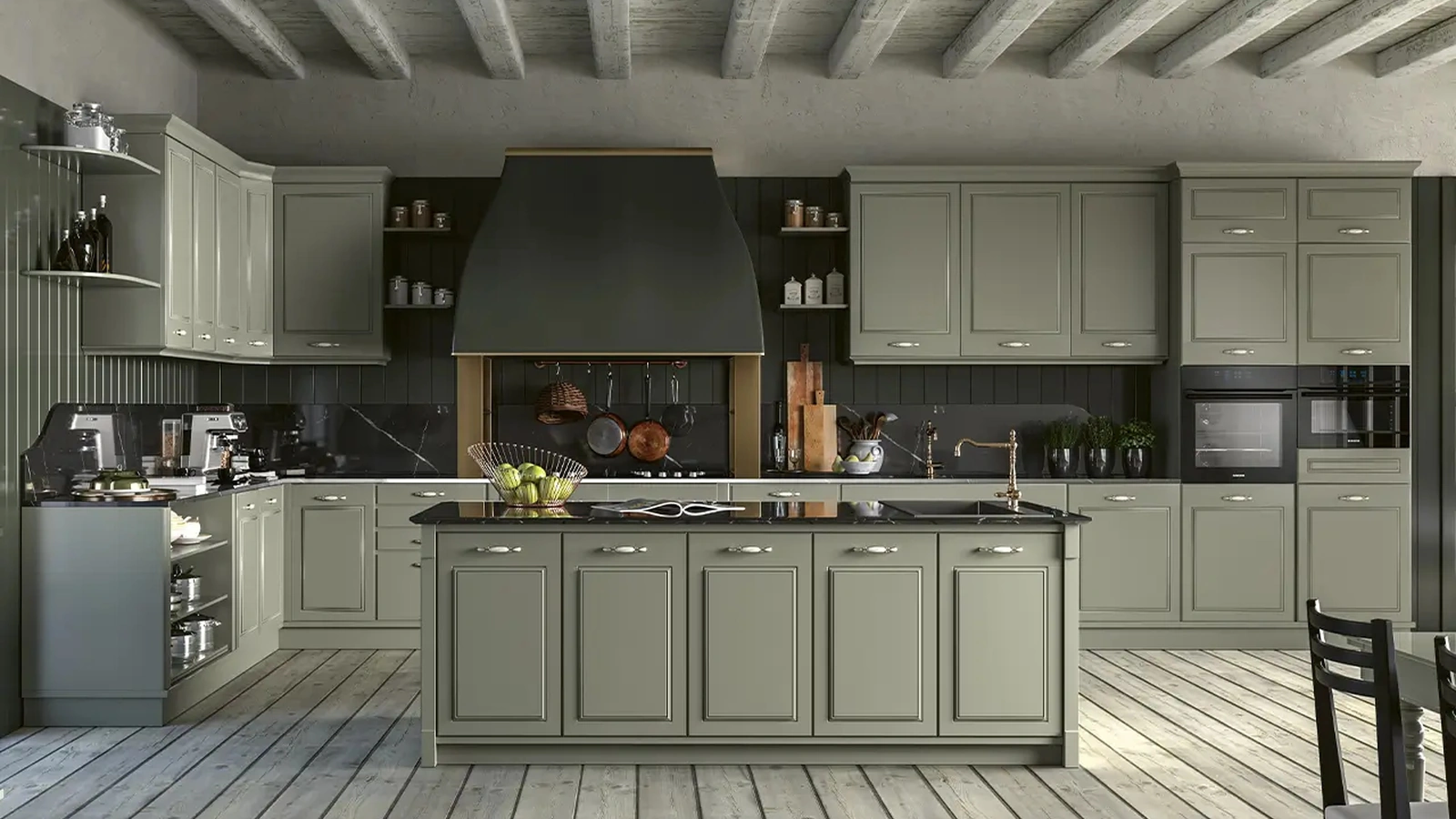 Cucina Classica angolare con isola Le Viole Camilla di Le Fablier