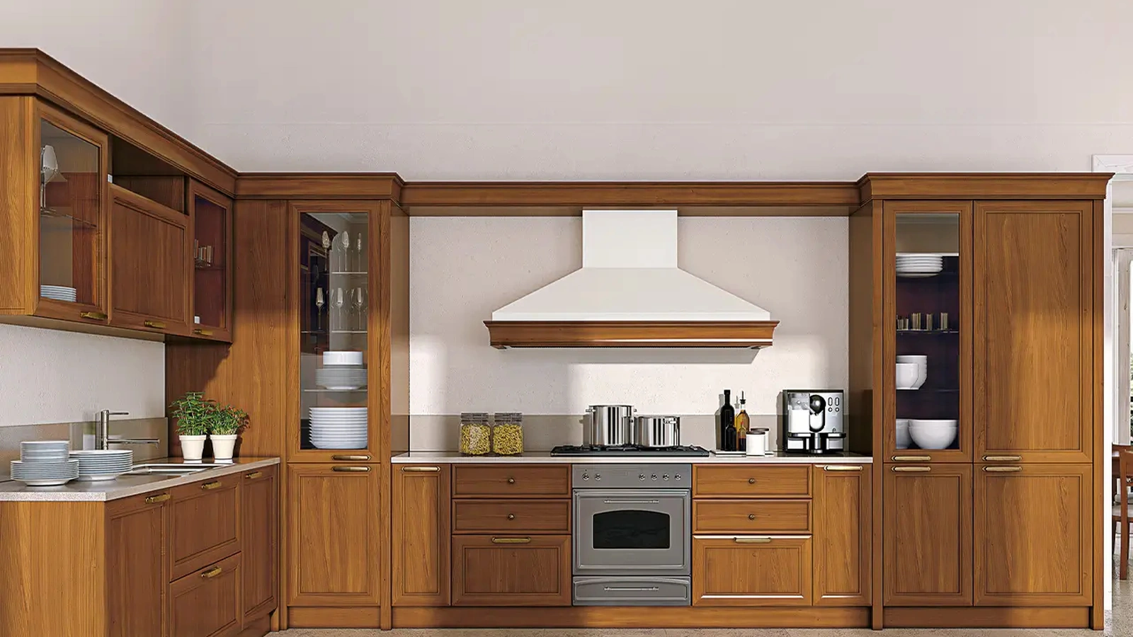 Cucina Classica angolare in legno Le Gemme composizione 04 di Le Fablier