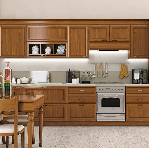 Cucina Classica lineare in legno Le Gemme composizione 05 di Le Fablier