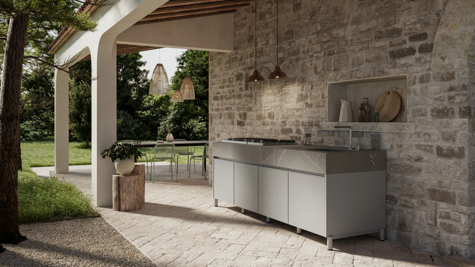 Cucina Moderna in alluminio per esterno Aura 02 di Arredo3