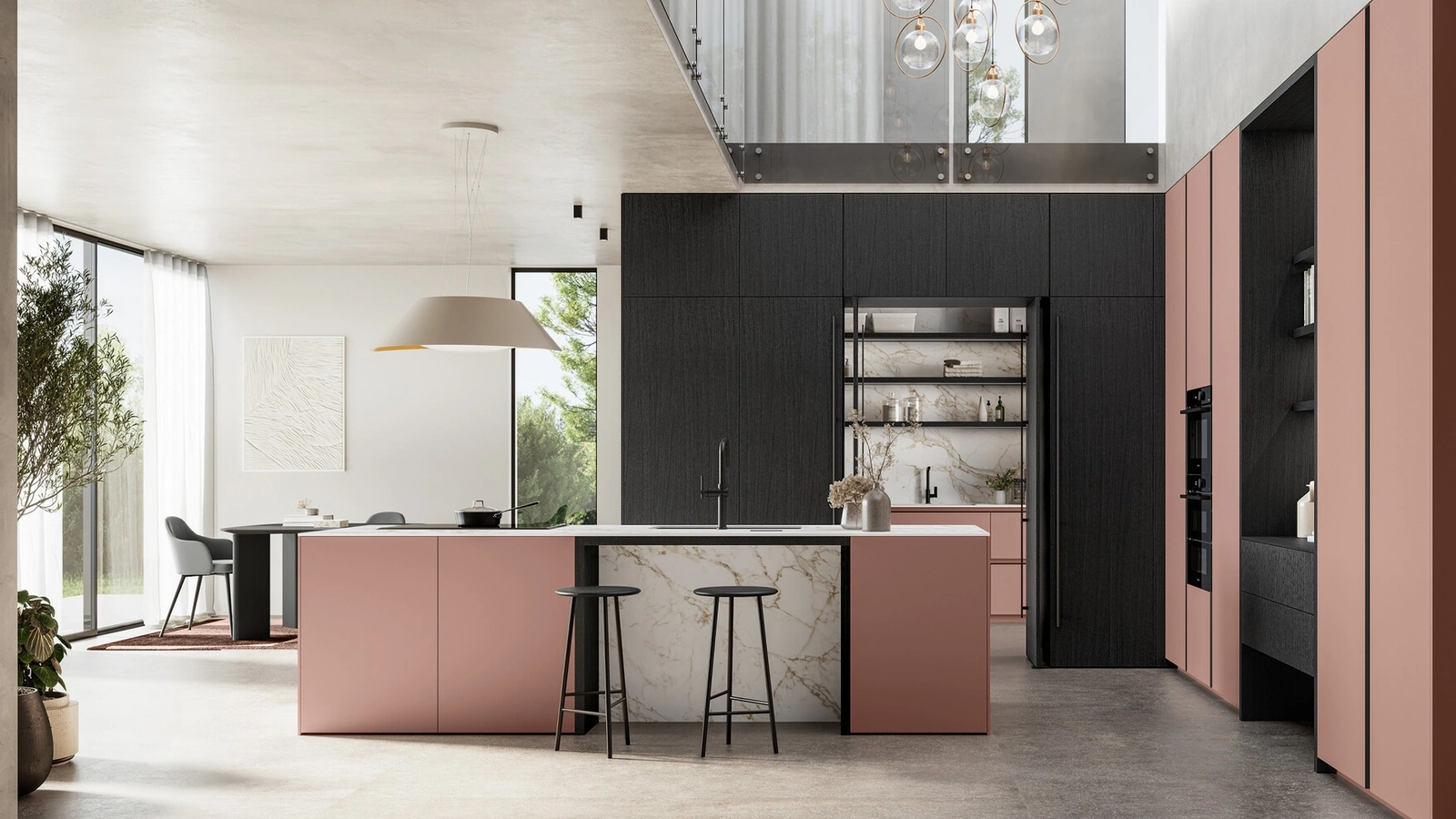 Cucina Moderna con isola Time 06 in laccato opaco e legno di Arredo3