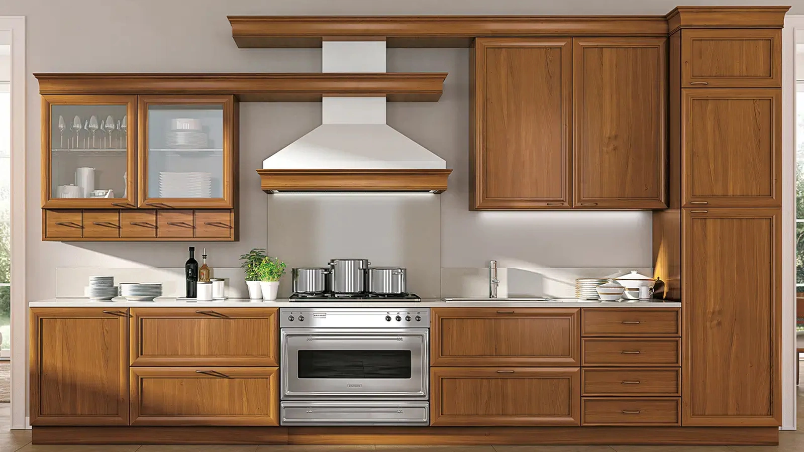 Cucina lineare su misura Le Gemme in legno composizione 02 di Le Fablier