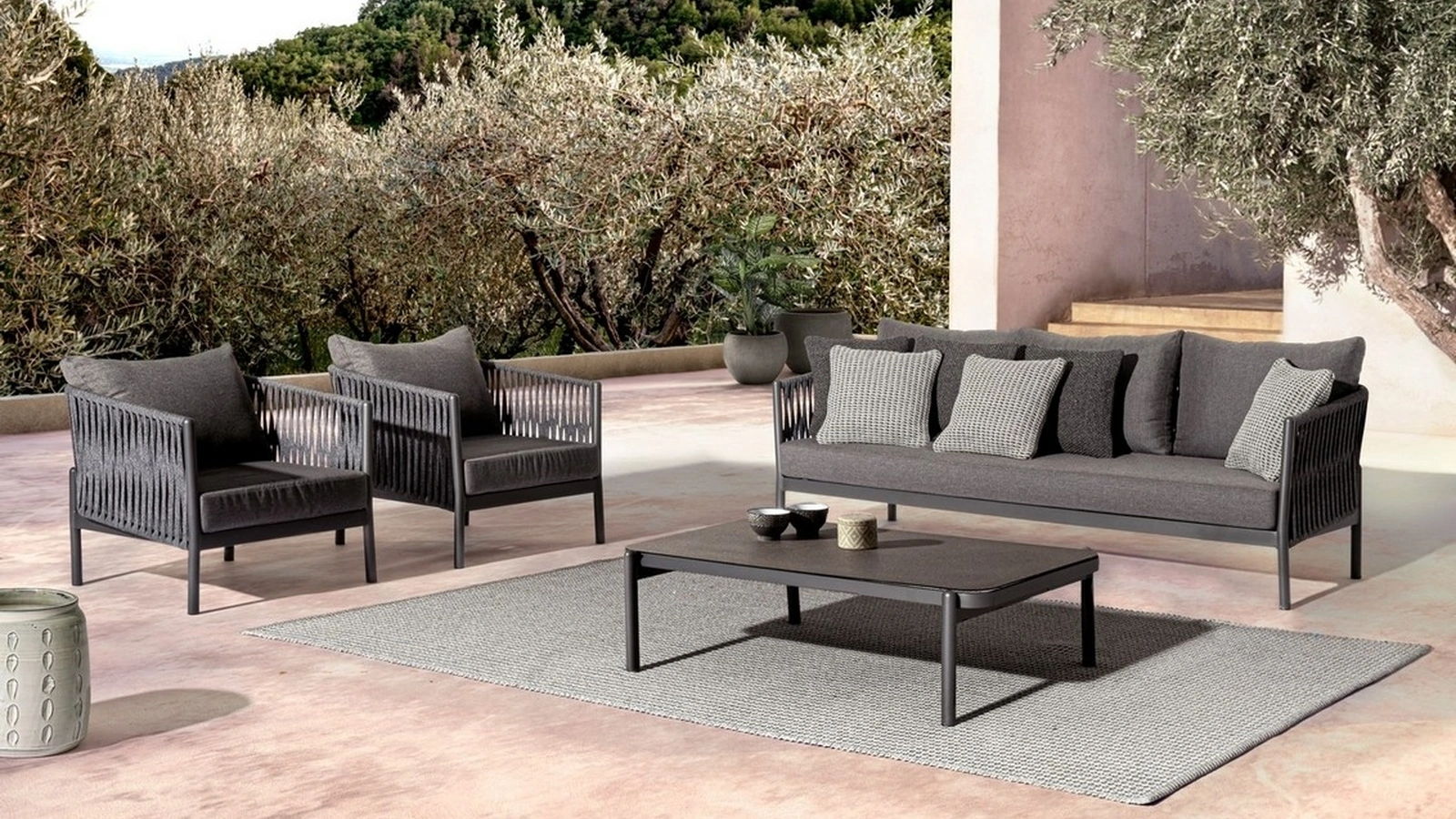 Arredo da esterno Florencia in corda, alluminio e tessuto di Bizzotto