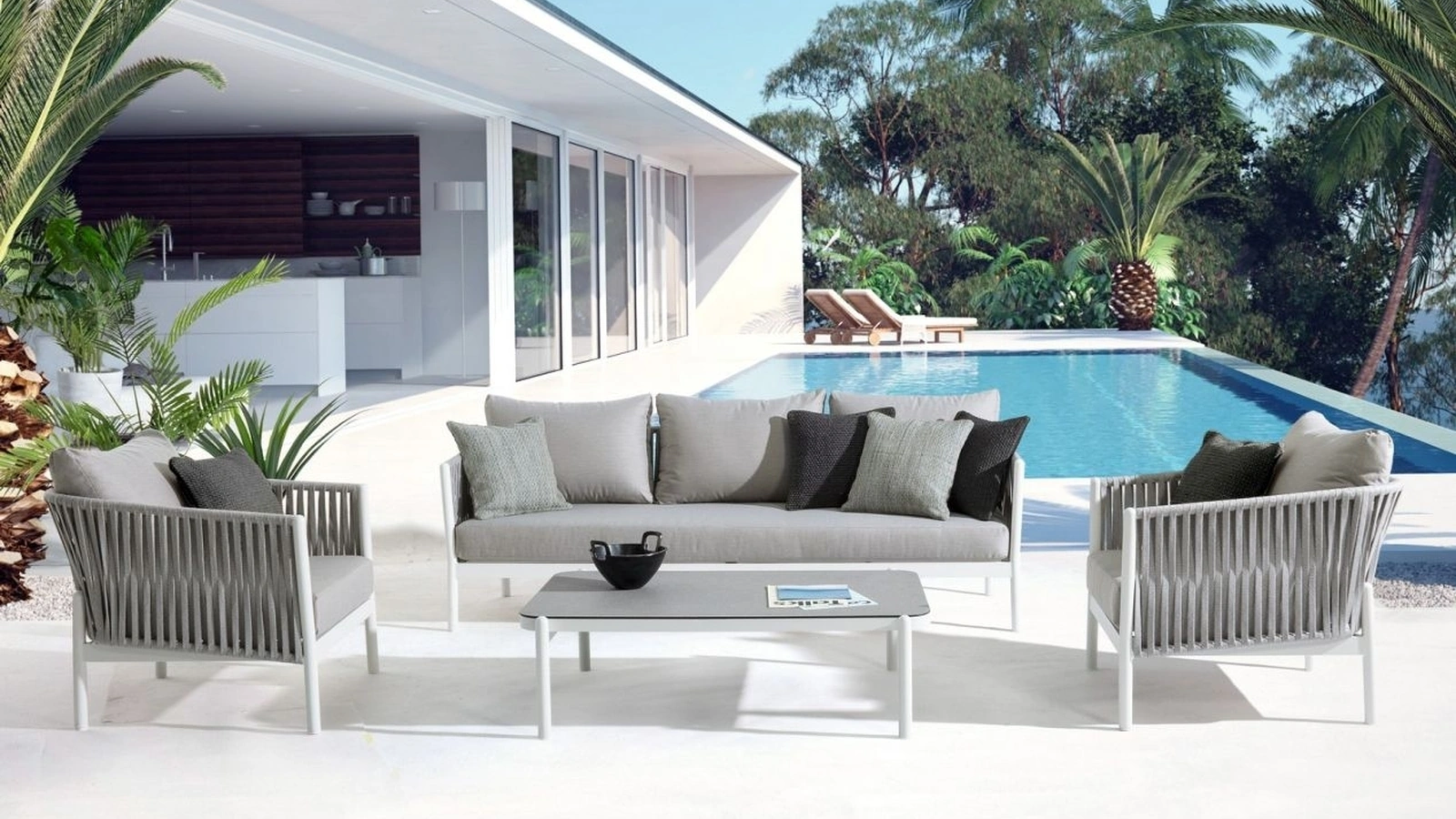 Arredo da esterno Florencia in corda, alluminio e tessuto di Bizzotto