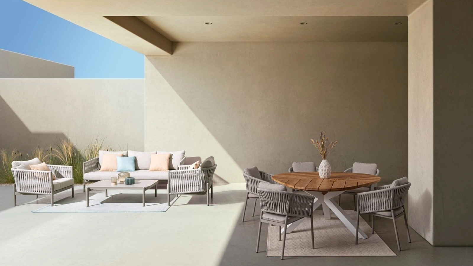 Arredo da esterno Florencia in corda, alluminio e tessuto di Bizzotto