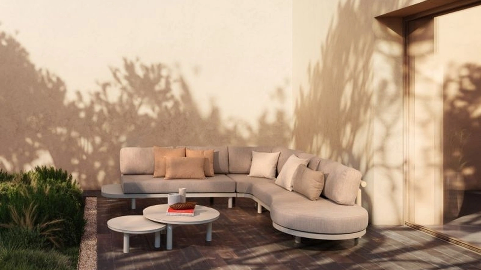 Divano angolare Hercules in alluminio e tessuto di Bizzotto