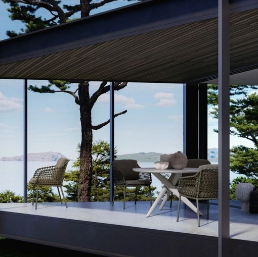 Tavolo rotondo Julian con top in pietra di Bizzotto