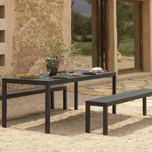 Set da esterno con tavolo e panche in alluminio verniciato Rio Bench Alu di Nardi
