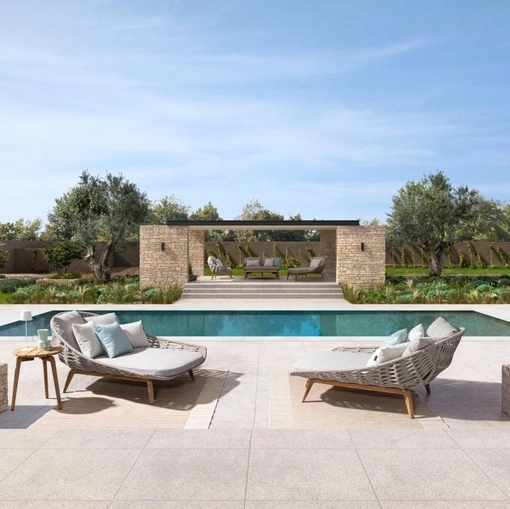 Day Bed Tamires in tessuto e teak di Bizzotto