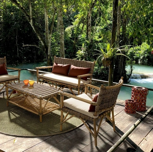 Arredo da esterno in fibre naturali e tessuto imbottito Tarifa di Bizzotto