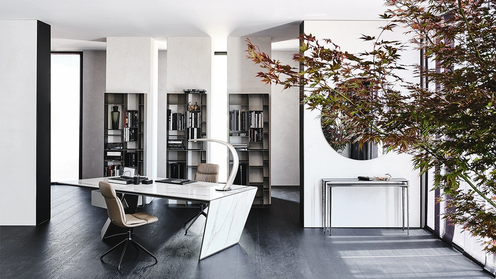 Scrivania direzionale in ceramica Marmi e acciaio Nasdaq Keramik di Cattelan Italia