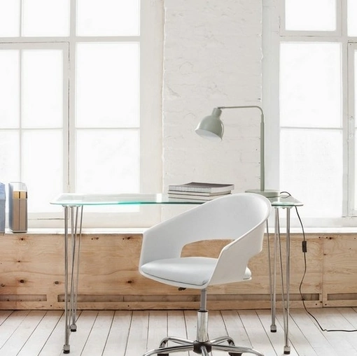 Scrivania operativa in vetro e acciaio Rondò di Bizzotto