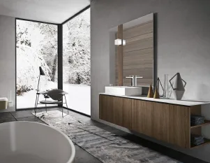 Mobile Bagno in Rovere Tinto con Lavabo Semincasso