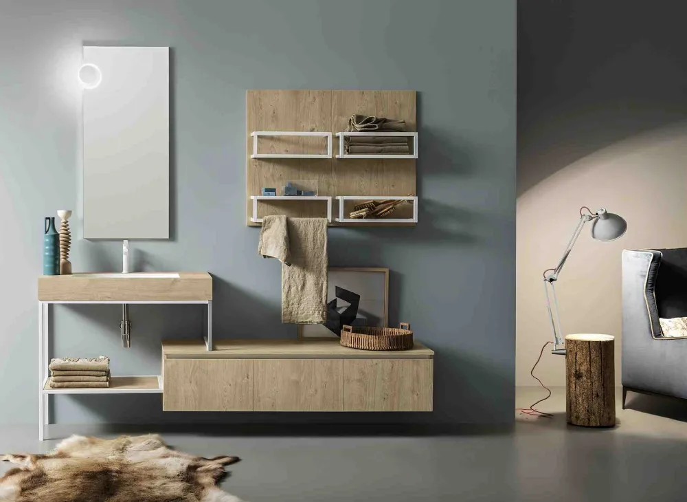 Mobile Bagno in Legno con Struttura in Metallo