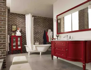 Mobile Bagno in Legno Laccato Rosso