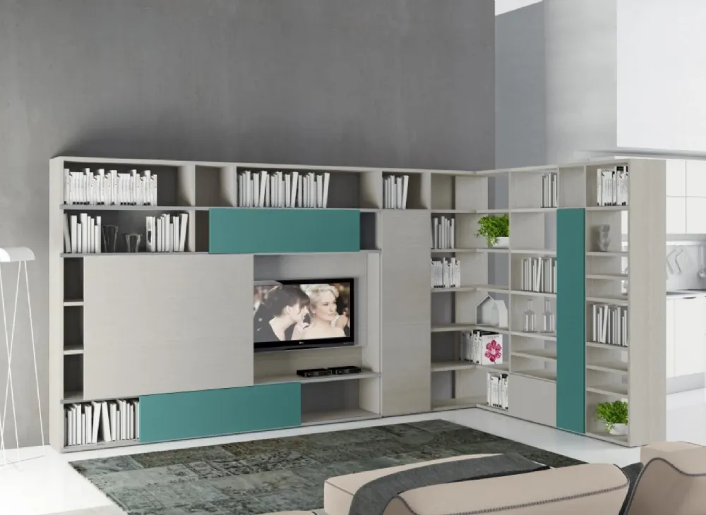 Libreria ad Angolo con Pannello Tv 