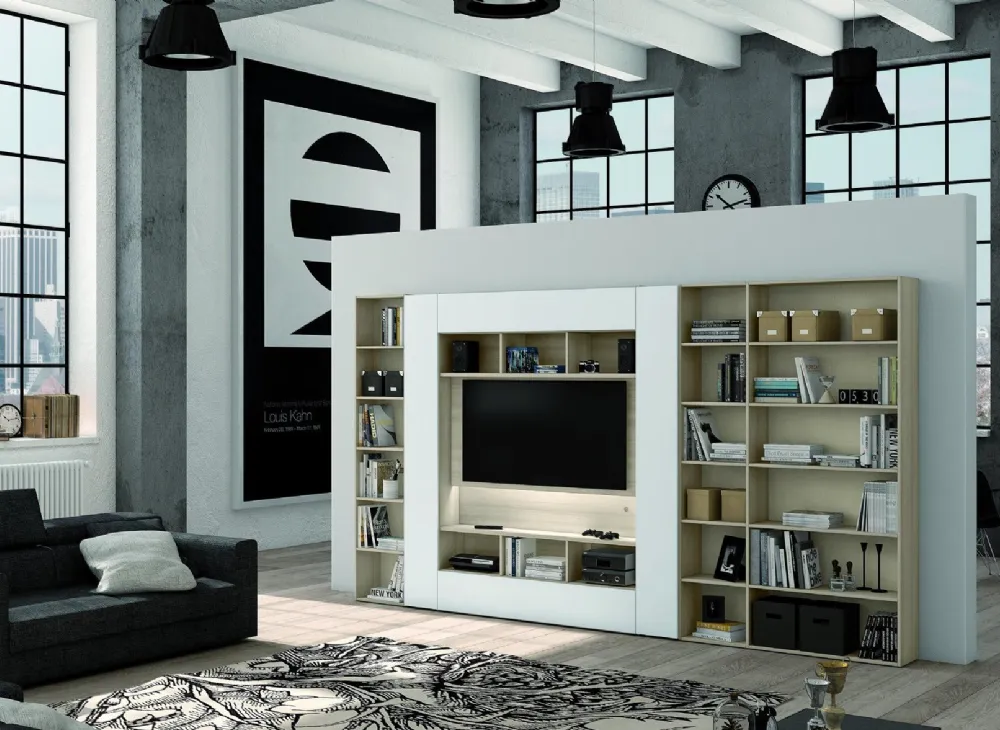 Libreria in Legno con Elemento Porta Tv